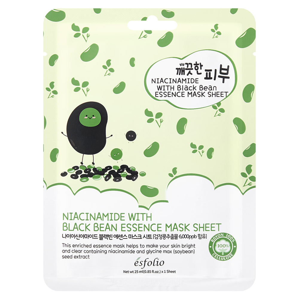 Maschera viso in tessuto Pure Skin Niacinamide Black Bean di Esfolio